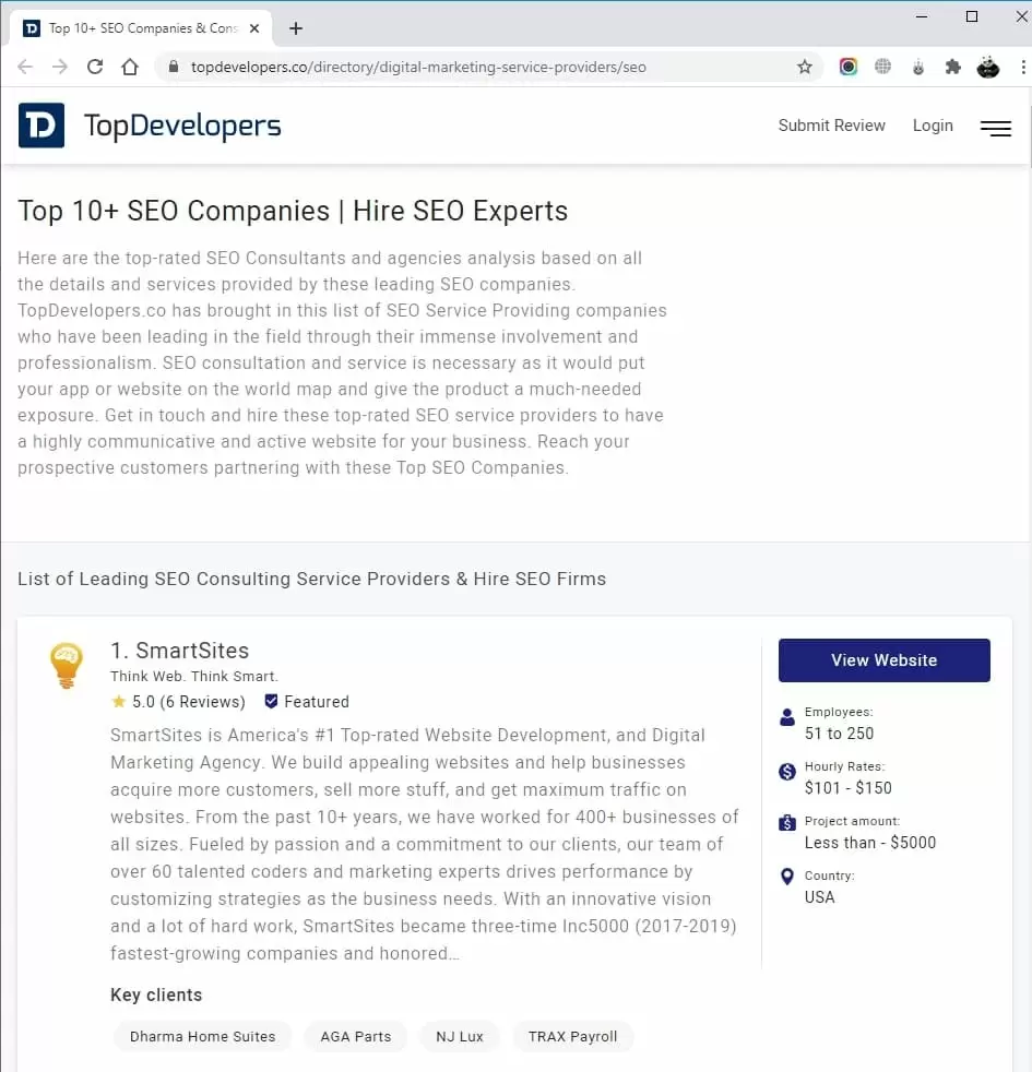 BrandingFlare Listed in Top SEO Companies