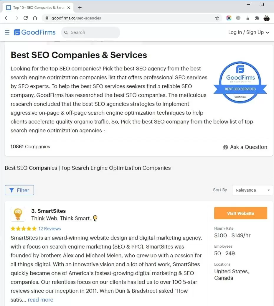 BrandingFlare Listed in Top SEO Agencies
